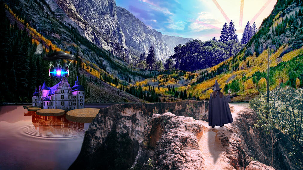 Surrealism- Road to the castle on the water